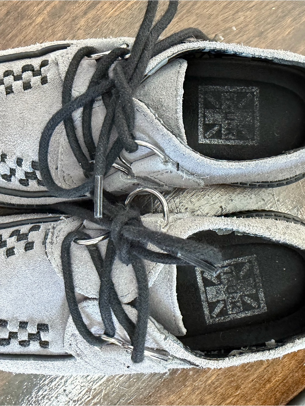 T.U.K Gray Suede Creeper Loafers with Black Accents - Picture 4 of 6